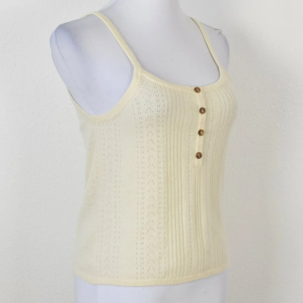 La Ligne Camille Pointelle-knit Cashmere Tank - S - Picture 7 of 9